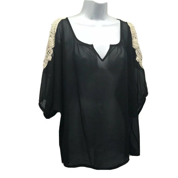 American Dream Size Small Sheer Crochet Shoulders - Picture 1 of 7